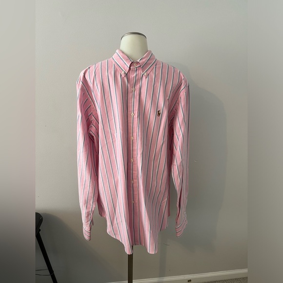 Ralph Lauren Other - Ralph Lauren Men’s Classic Fit Button Down Shirt Large L Dry Cleaned Pink Stripe